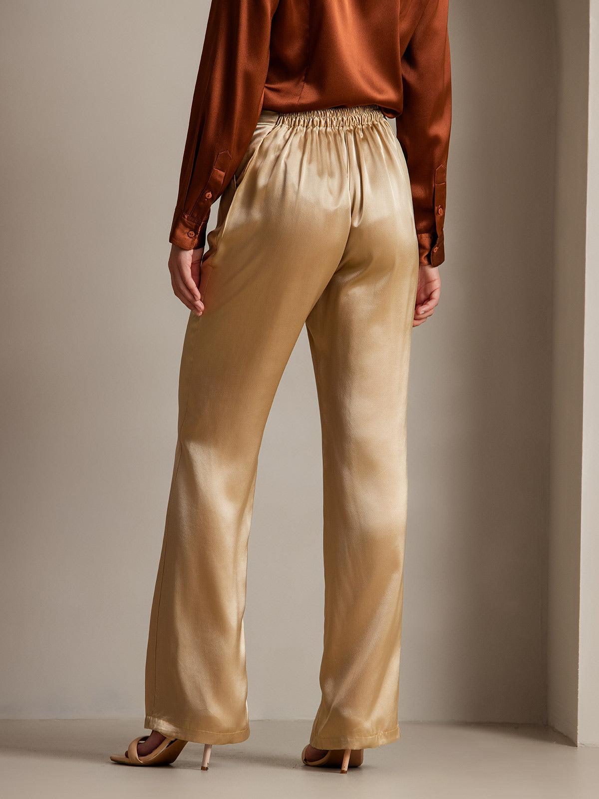 [شامبانيا] SilkSilky-SA 19Momme الحرير Womens Pants 002