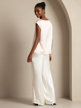 [لون القرنفل] SilkSilky-SA Cap Sleeve Round Neck تي شيرت نسائية 002