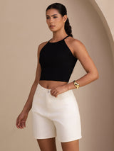 [أسود] SilkSilky-SA Sleeveless Crew Neck كامي 005