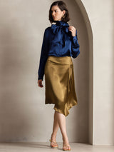 [أزرق غامق] SilkSilky-SA Long Sleeve High Neck بلوزة 007