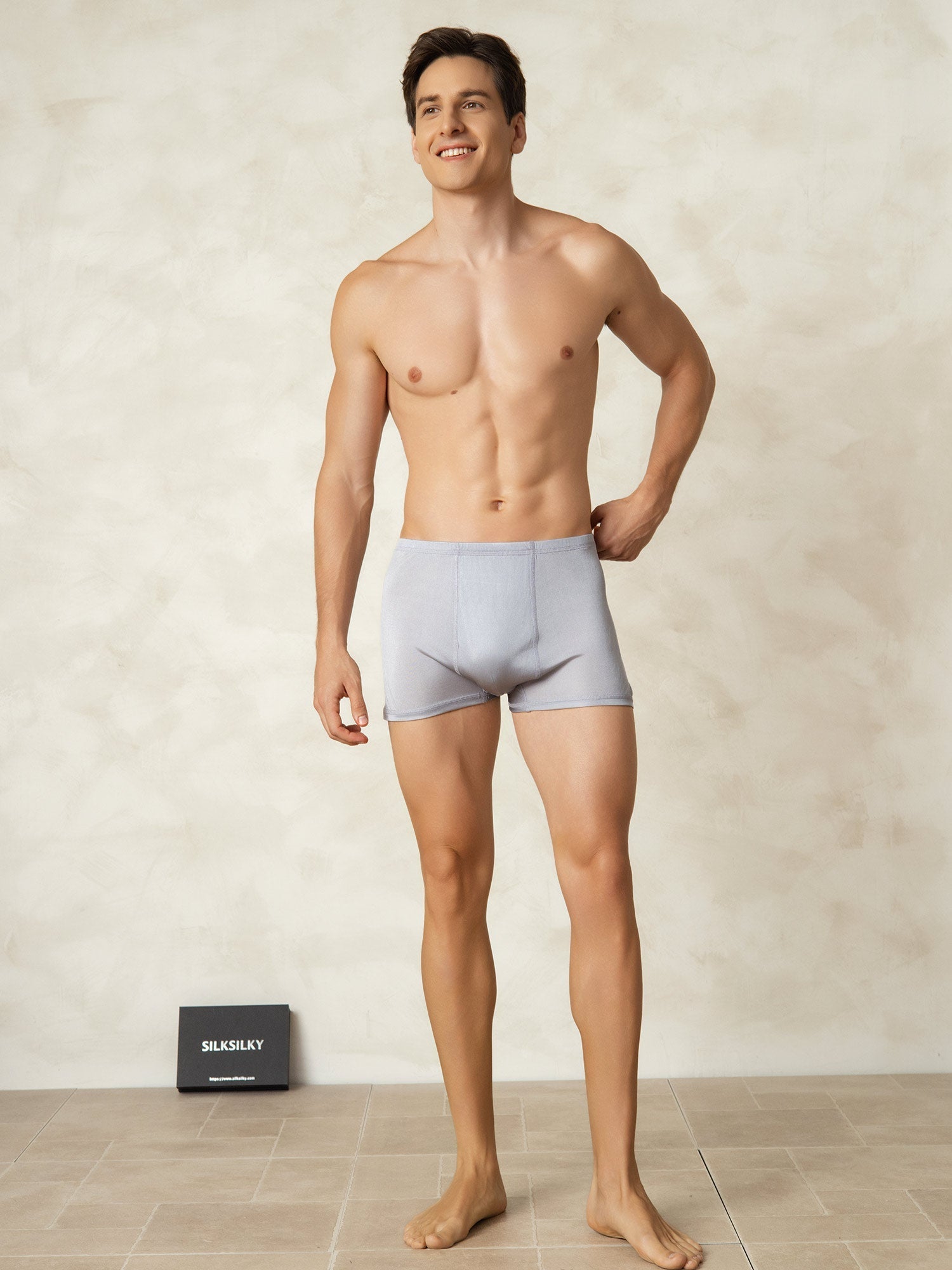 [رمادي] SilkSilky-SA محبوك الحرير Mens Underwear 004