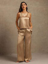 [شامبانيا] SilkSilky-SA Sleeveless Scoop Neck طقم بيجامة نسائي 008