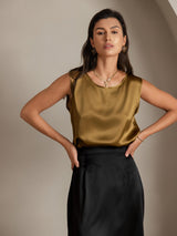 [بني] SilkSilky-SA Sleeveless Round Neck كامي 004