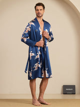[أزرق غامق] SilkSilky-SA 19Momme Long Sleeve Mens Pajamas 004