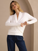 [أبيض] SilkSilky-SA Long Sleeve بلوزات نسائية 003