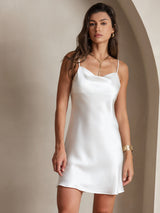 [أبيض] SilkSilky-SA Sleeveless Cowl Neck فساتين نسائية 003