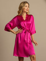 [وردة حمراء] SilkSilky-SA 3/4 Sleeve رداء حمام نسائي 003