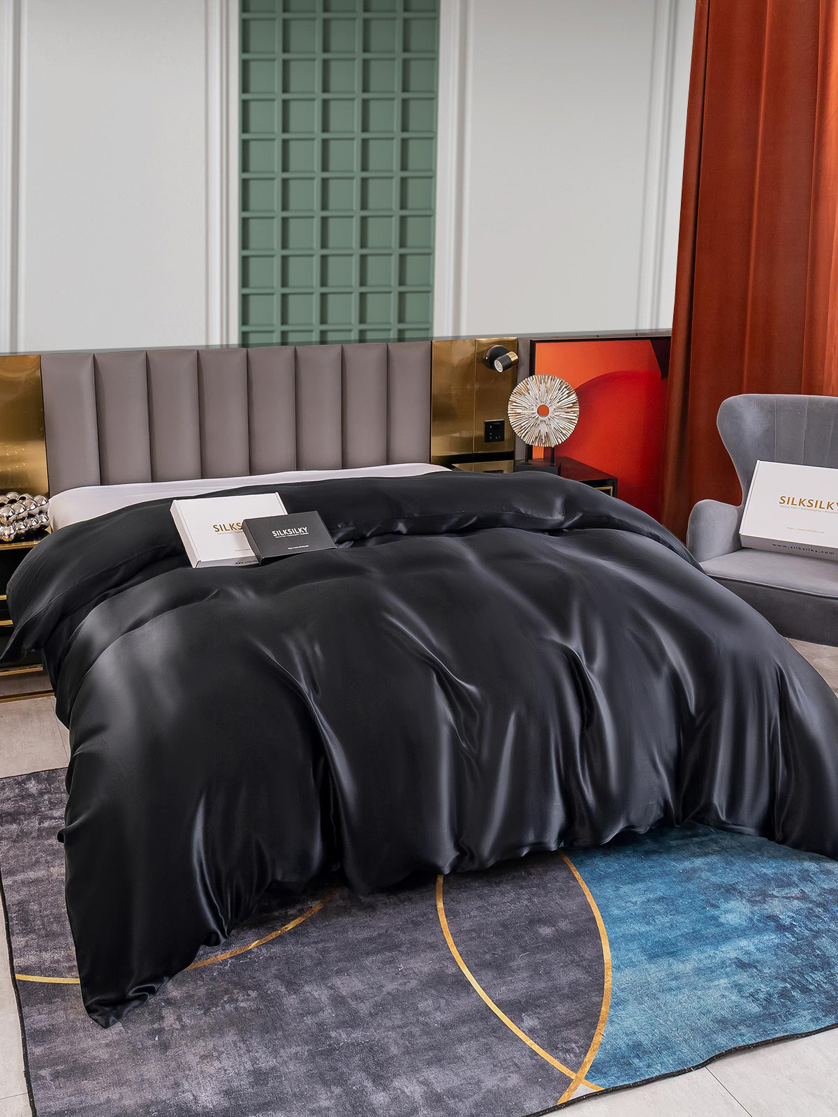 [أسود] SilkSilky-SA 25Momme Duvet Covers 004