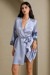 [الأزرق الصلب] SilkSilky-SA 3/4 Sleeve رداء حمام نسائي 001