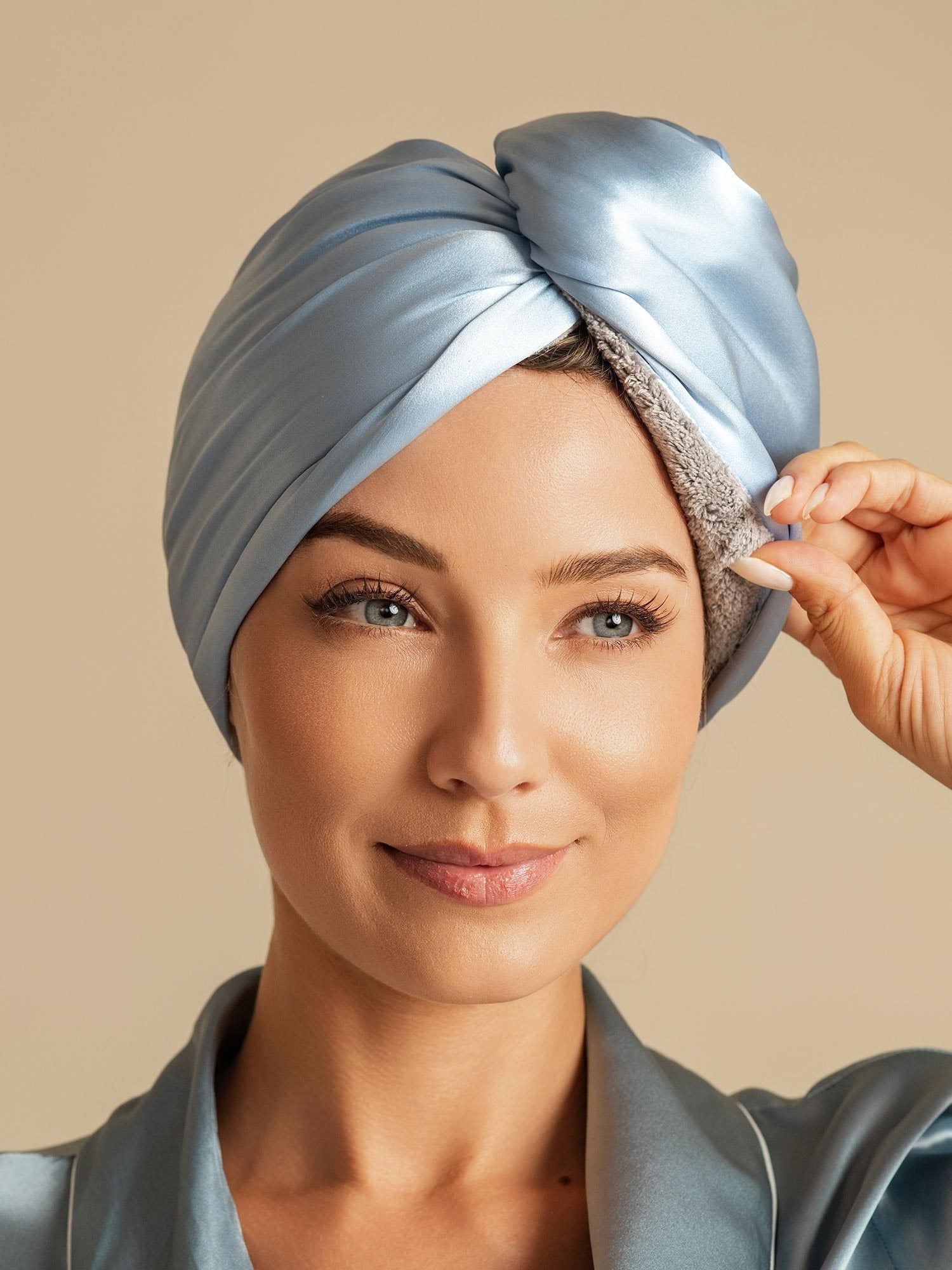 [السماء الزرقاء] SilkSilky-SA الحرير الخالص Wrap عمامة شعر 006,