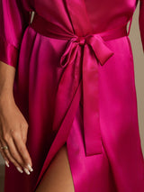 [وردة حمراء] SilkSilky-SA 3/4 Sleeve رداء حمام نسائي 007
