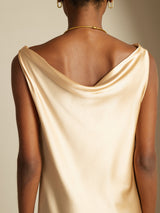 [شامبانيا] SilkSilky-SA Sleeveless Cowl Neck فساتين نسائية 004