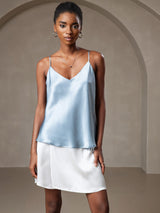 [أزرق رمادي] SilkSilky-SA Spaghetti Strap V Neck كامي 006