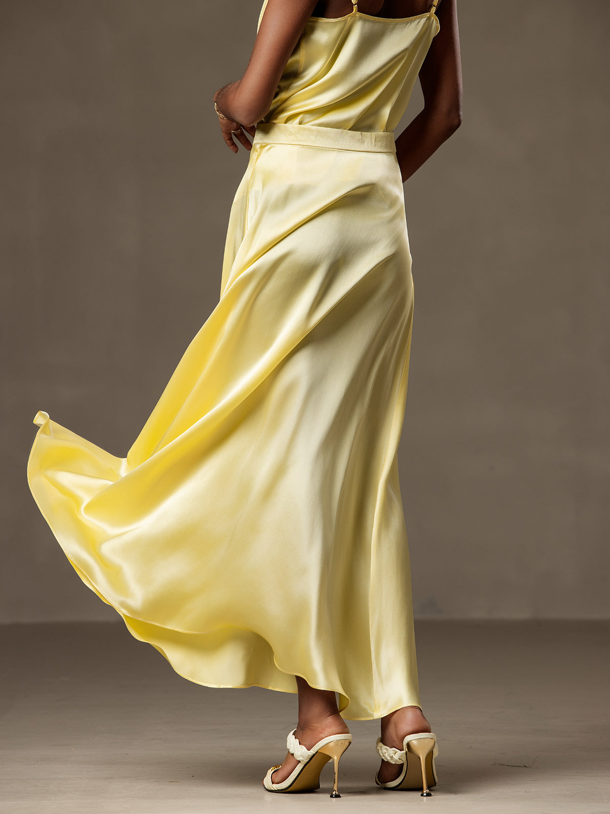 [أصفر فاتح] SilkSilky-SA 19Momme الحرير Skirt 002