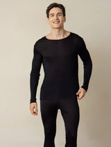 [أسود] SilkSilky-SA Long Sleeve Round Neck ملابس داخلية طويلة للرجال 004