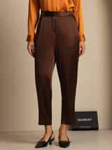 [شوكولاتة داكنة] SilkSilky-SA 19Momme الحرير Womens Pants 005