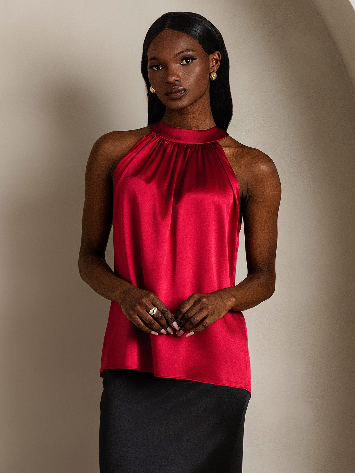 [خمر] SilkSilky-SA 19Momme الحرير Womens T-Shirt 005,