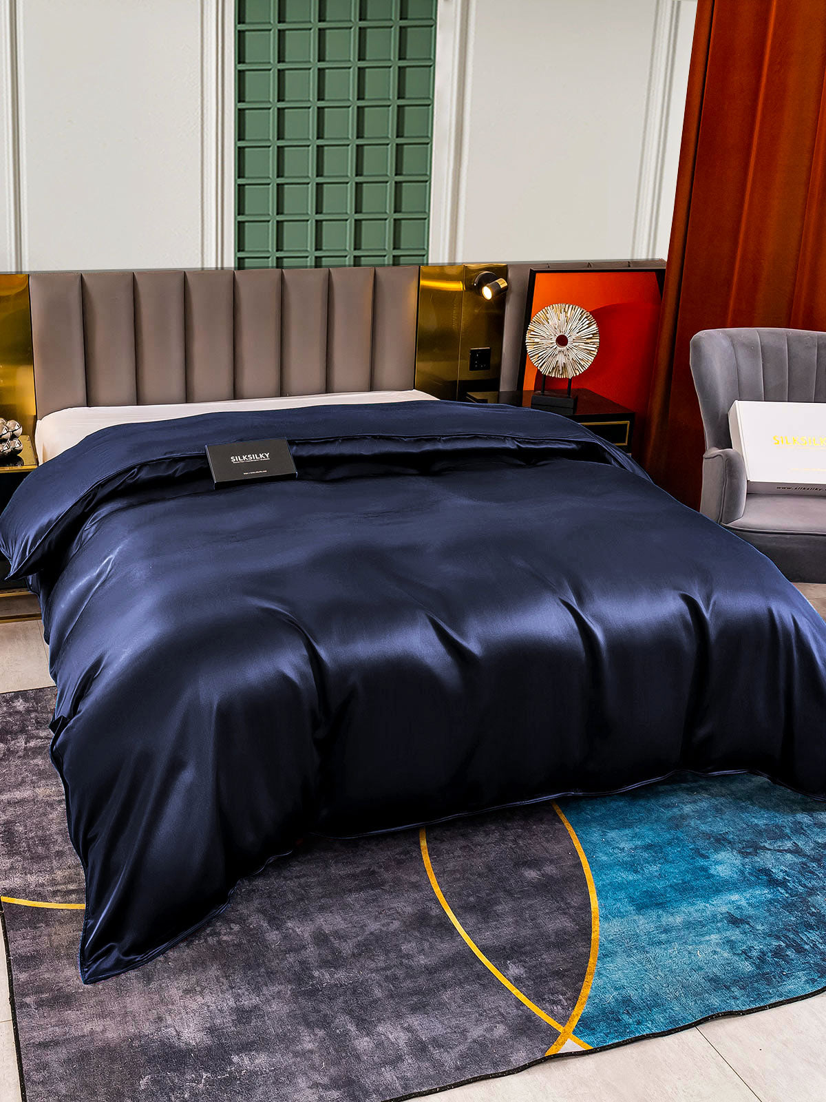 [أزرق غامق] SilkSilky-SA 25Momme Duvet Covers 003