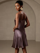 [رمادي أرجواني] SilkSilky-SA Sleeveless V Neck فساتين نسائية 002