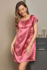 [الوردي الأرجواني] SilkSilky-SA Cap Sleeve Square Neck باس النوم 005