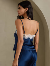 [أزرق غامق] SilkSilky-SA Spaghetti Strap V Neck كامي 002
