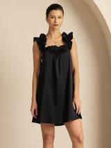 [أسود] SilkSilky-SA Sleeveless Square Neck باس النوم 006
