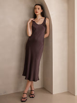 [قهوة] SilkSilky-SA Sleeveless فساتين نسائية 006