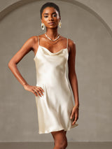 [أصفر فاتح] SilkSilky-SA Sleeveless Cowl Neck فساتين نسائية 003