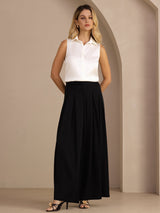 [أبيض] SilkSilky-SA Sleeveless Lapel Collar بلايز نسائية 007