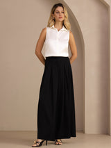 [أبيض] SilkSilky-SA Sleeveless Lapel Collar بلايز نسائية 007
