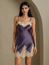 [رمادي أرجواني] SilkSilky-SA Sleeveless V Neck باس النوم 001