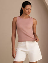 [لون القرنفل] SilkSilky-SA Sleeveless Round Neck كامي 001