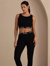 [أسود] SilkSilky-SA Sleeveless Crew Neck Women's Outfit Sets 005