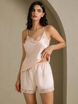 [لون القرنفل] SilkSilky-SA Sleeveless V Neck مجموعة قميص قصير 006