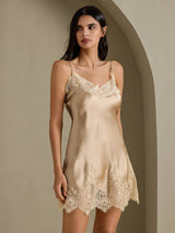[شامبانيا] SilkSilky-SA Sleeveless V Neck باس النوم 007
