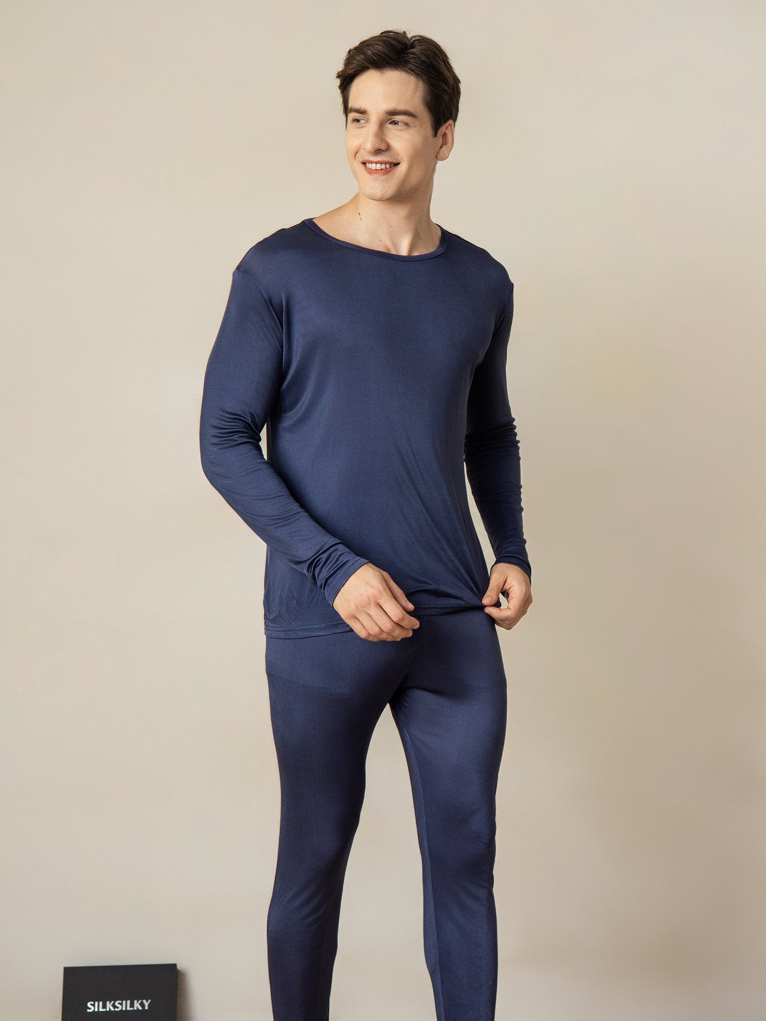 [أزرقغامق] SilkSilky-SA الحرير Mens Pajamas 002