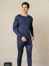 [أزرق غامق] SilkSilky-SA Long Sleeve Round Neck ملابس داخلية طويلة للرجال 002