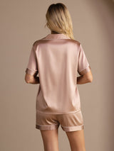 [توسكانا] SilkSilky-SA Short Sleeve Lapel Collar طقم بيجامة نسائي 002