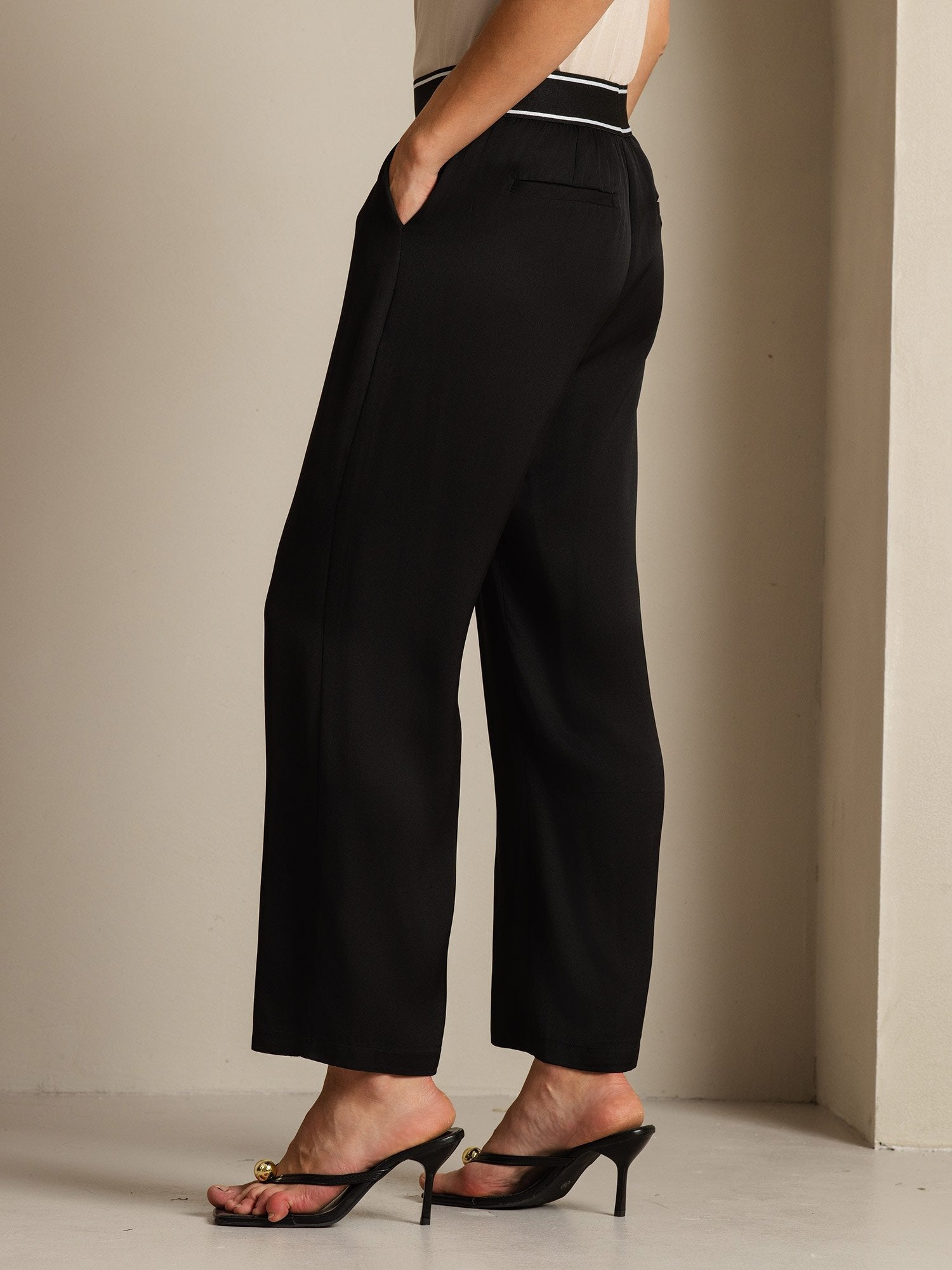 [أسود] SilkSilky-SA 22Momme الحرير Womens Pants 003