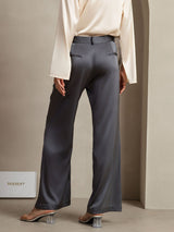 [الرمادي الداكن] SilkSilky-SA 19Momme الحرير Womens Pants 002,