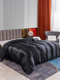 SilkSilky SA 22Momme الحرير الخالص Duvet Cover أسود 002