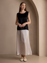 [أسود] SilkSilky-SA Sleeveless Round Neck كامي 005