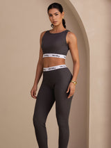 [رمادي] SilkSilky-SA Sleeveless Crew Neck Women's Outfit Sets 004
