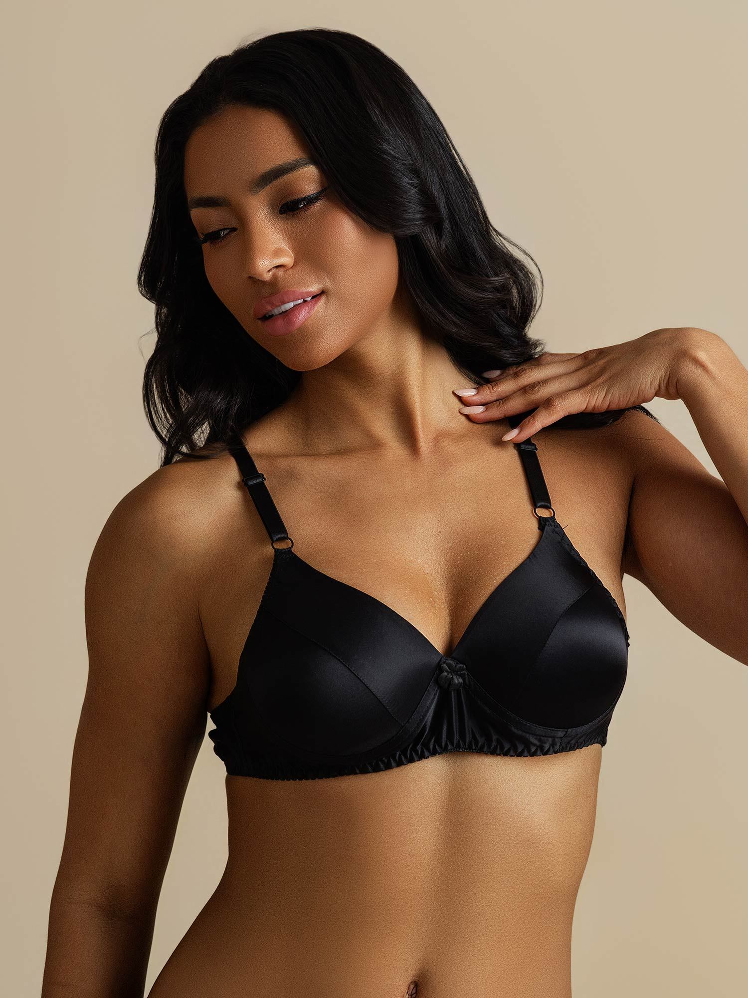 [أسود] SilkSilky-SA الحرير الخالص Bra 006,