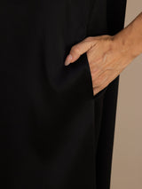 [أسود] SilkSilky-SA Short Sleeve Round Neck فساتين نسائية 006
