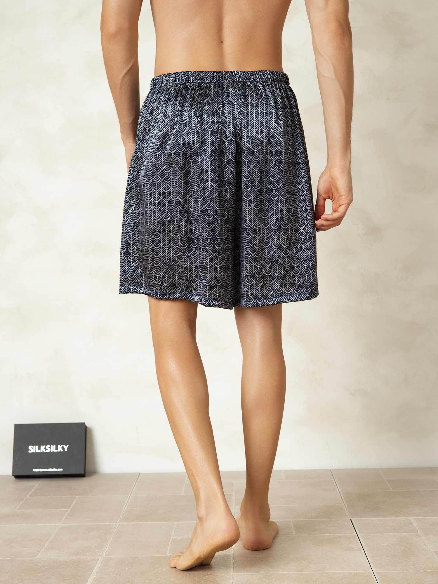 [جنكو كحلي] SilkSilky-SA الحرير الخالص Mens Sleep Bottoms 002,