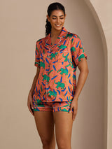 [فيل صلصالي] SilkSilky-SA Short Sleeve Lapel Collar طقم بيجامة نسائي 004