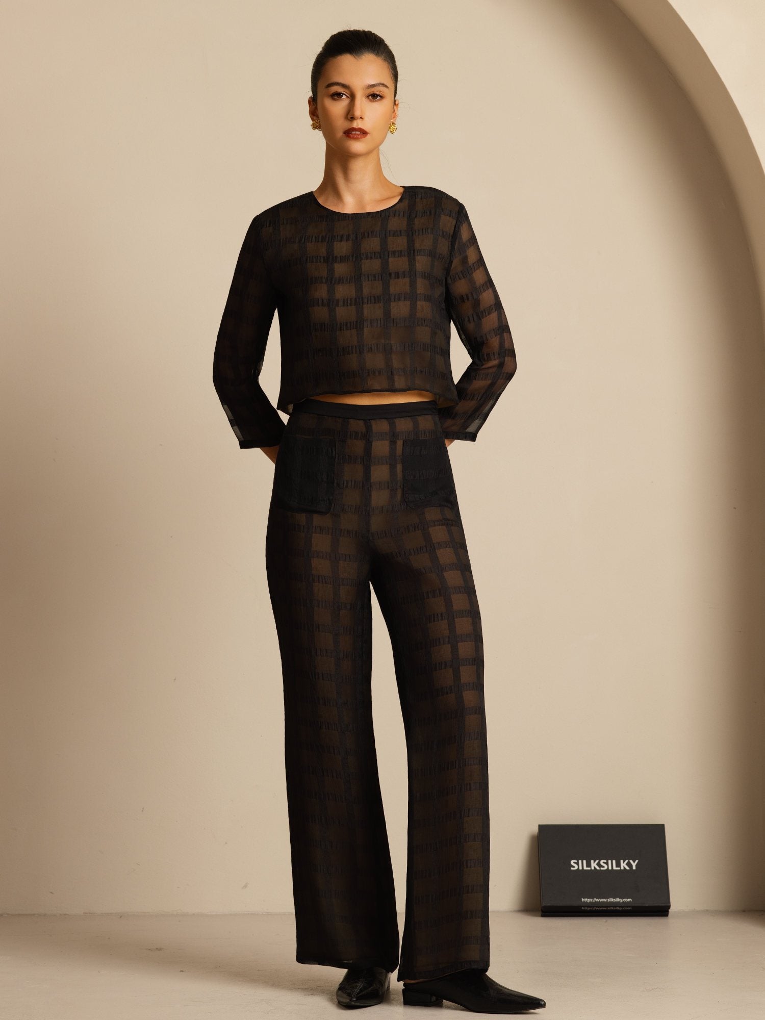 [أسود] SilkSilky-SA Womens Pants 007