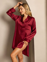 [خمر] SilkSilky-SA Long Sleeve Lapel Collar باس النوم 004