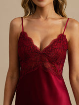 [خمر] SilkSilky-SA Sleeveless Deep V Neck باس النوم 004